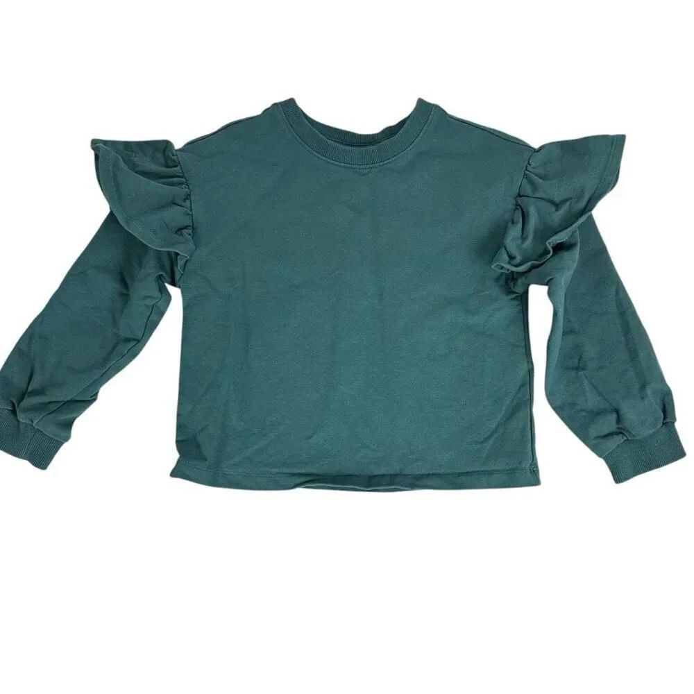 Hanna Andersson Juniper Ruffle Sweatshirt in French Terry 110 / 5